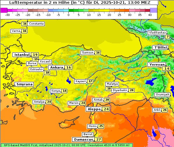 Temperatur, 21. 10. 2025