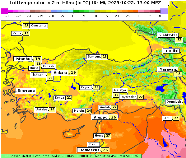 Temperatur, 22. 10. 2025