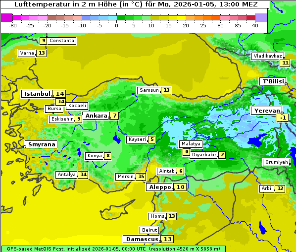 Temperatur, 5. 1. 2026
