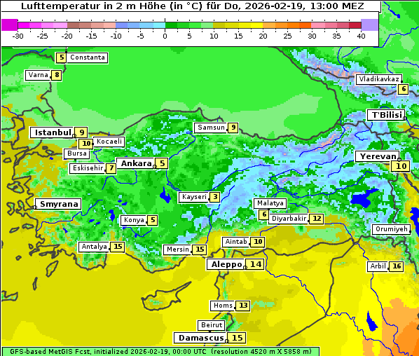 Temperatur, 19. 2. 2026