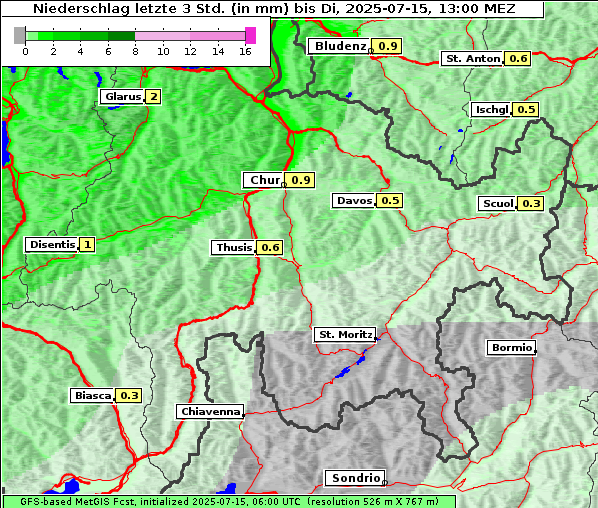 Niederschlag, 15. 7. 2025