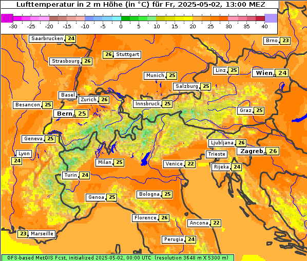 Temperatur, 2. 5. 2025