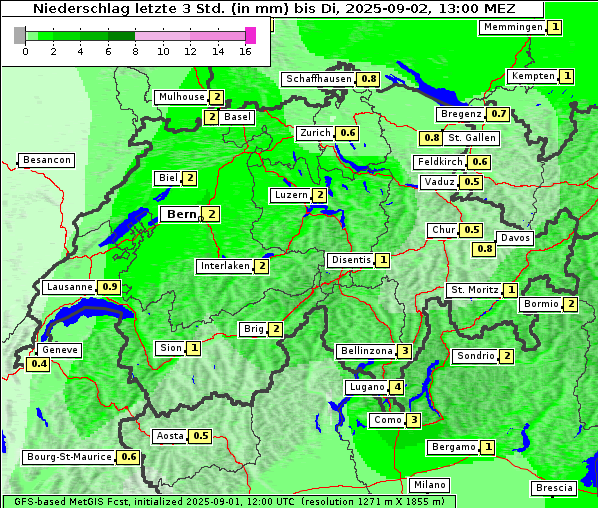 Niederschlag, 2. 9. 2025
