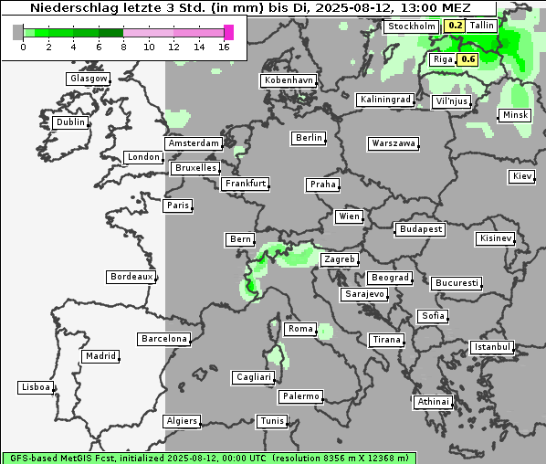 Niederschlag, 12. 8. 2025
