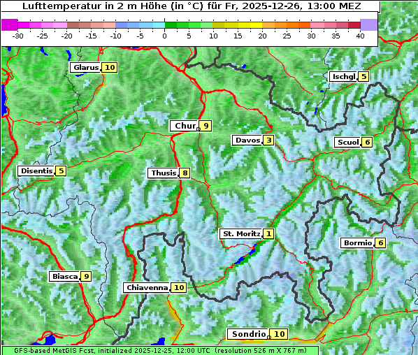 Temperatur, 26. 12. 2025
