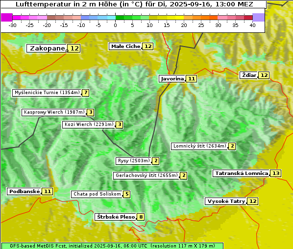 Temperatur, 16. 9. 2025