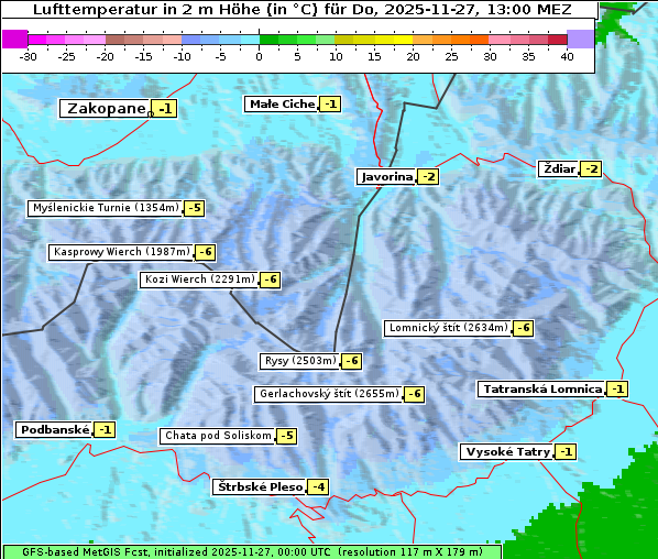Temperatur, 27. 11. 2025