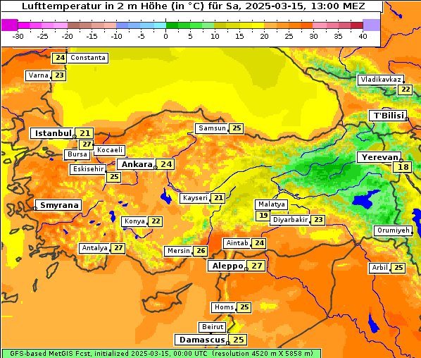 Temperatur, 15. 3. 2025