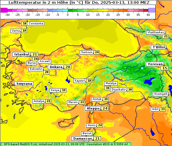 Temperatur, 13. 3. 2025