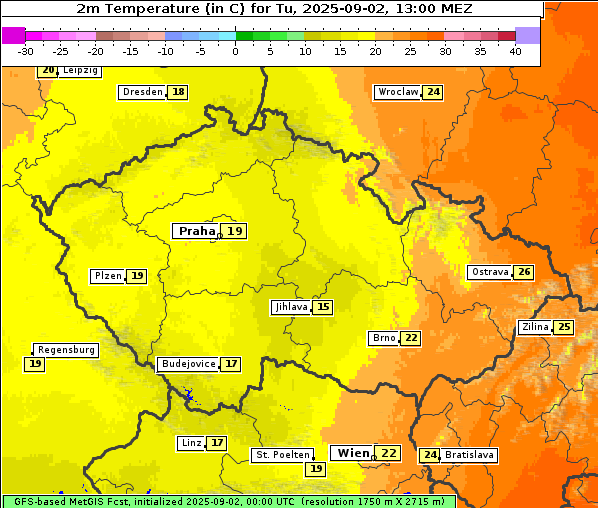 Temperatur, 2. 9. 2025