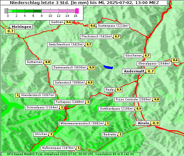 Niederschlag, 2. 7. 2025