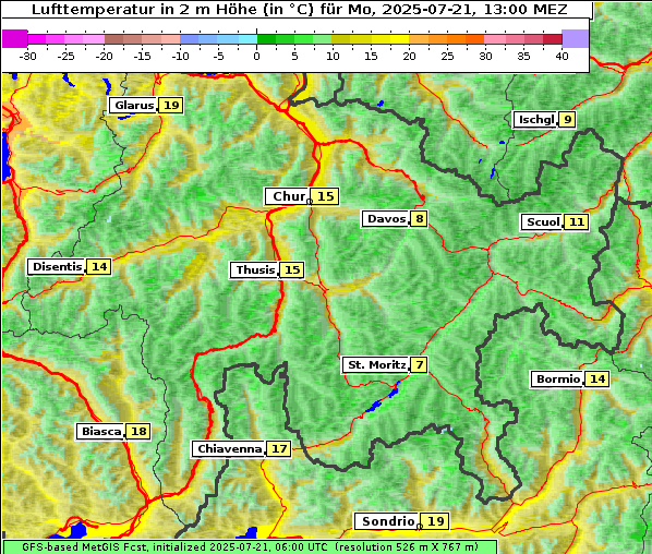 Temperatur, 21. 7. 2025