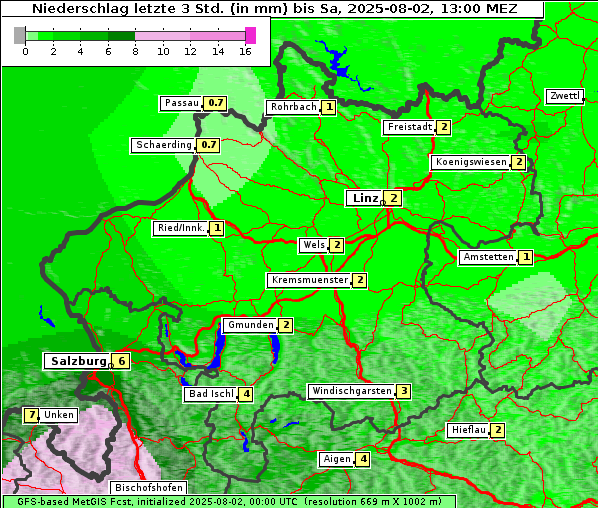Niederschlag, 2. 8. 2025