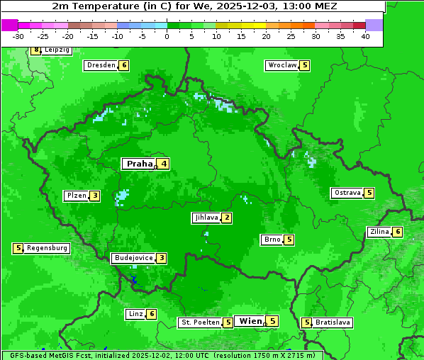 Temperatur, 3. 12. 2025