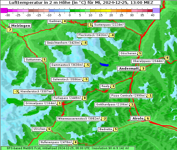 Temperatur, 25. 12. 2024