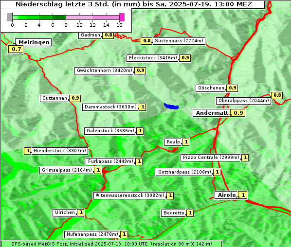 Niederschlag, 19. 7. 2025