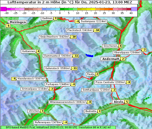 Temperatur, 23. 1. 2025