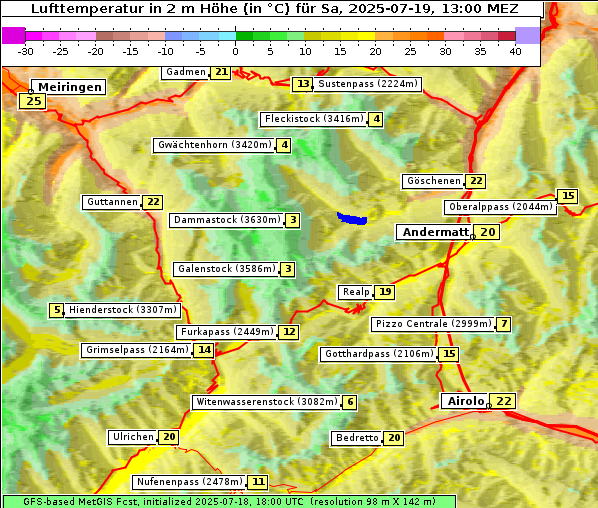 Temperatur, 19. 7. 2025