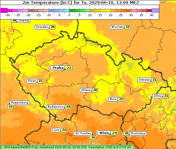 Temperatur, 10. 6. 2025