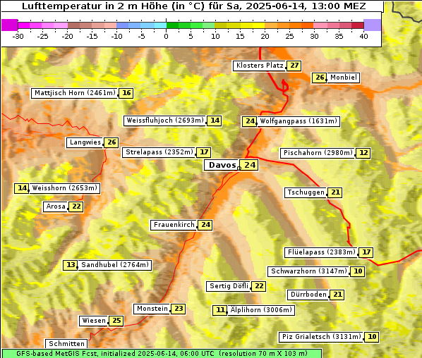 Temperatur, 14. 6. 2025
