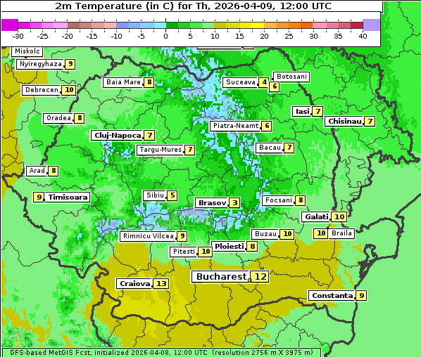 Temperatur, 9. 4. 2026