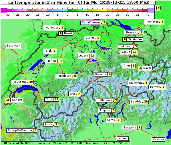 Temperatur, 22. 12. 2025