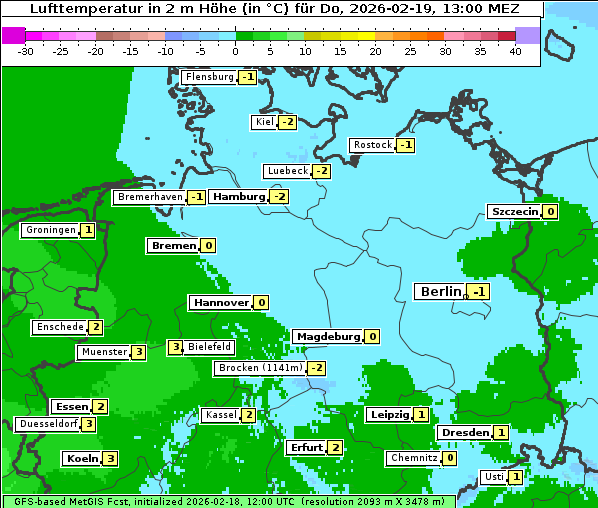 Temperatur, 19. 2. 2026