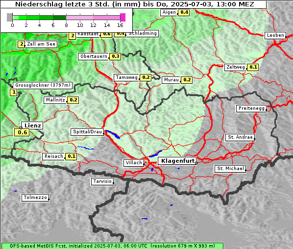 Niederschlag, 3. 7. 2025