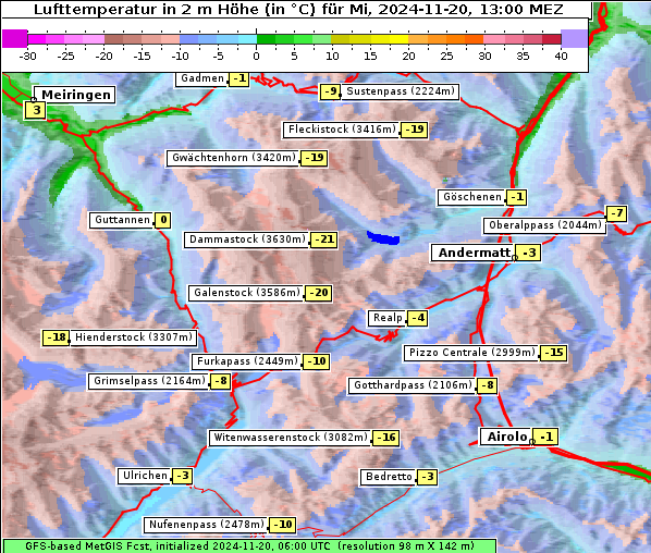 Temperatur, 20. 11. 2024