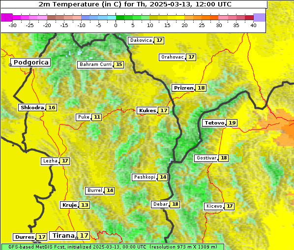 Temperatur, 13. 3. 2025