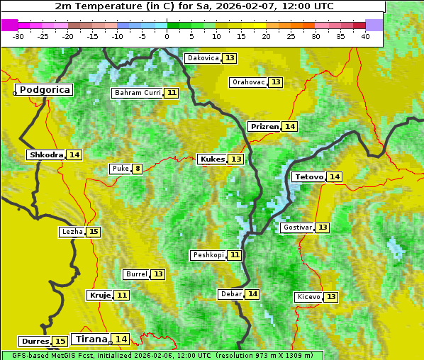 Temperatur, 7. 2. 2026