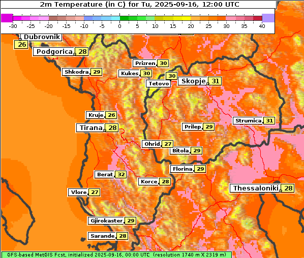 Temperatur, 16. 9. 2025