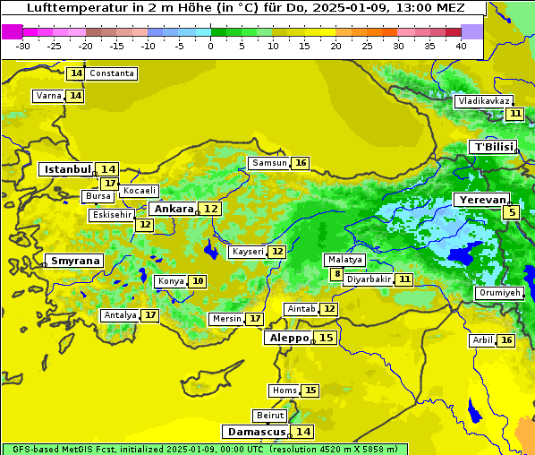 Temperatur, 9. 1. 2025