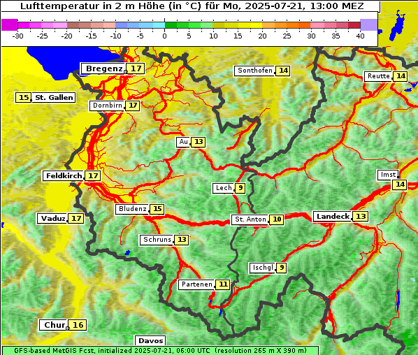 Temperatur, 21. 7. 2025