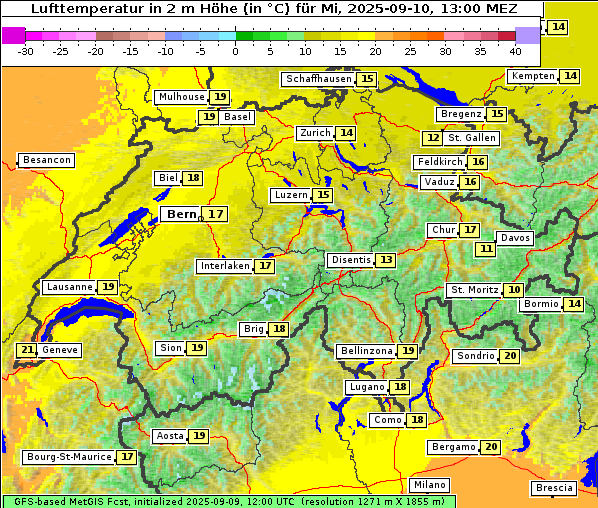 Temperatur, 10. 9. 2025
