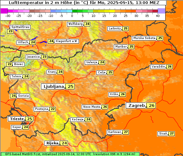 Temperatur, 15. 9. 2025