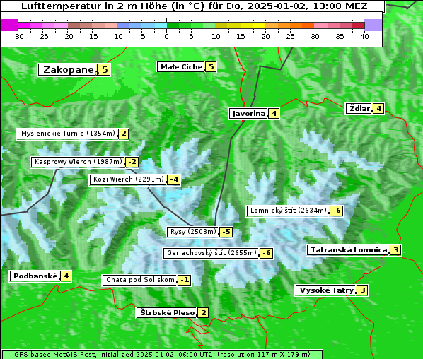 Temperatur, 2. 1. 2025