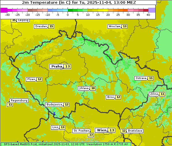 Temperatur, 4. 11. 2025