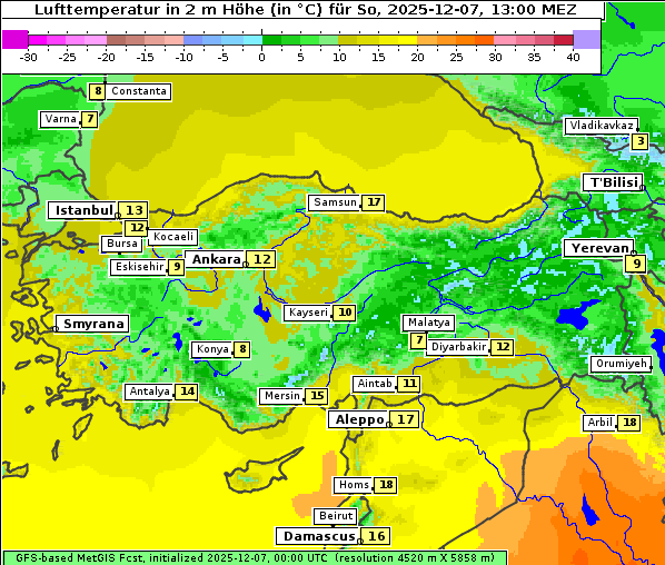Temperatur, 7. 12. 2025