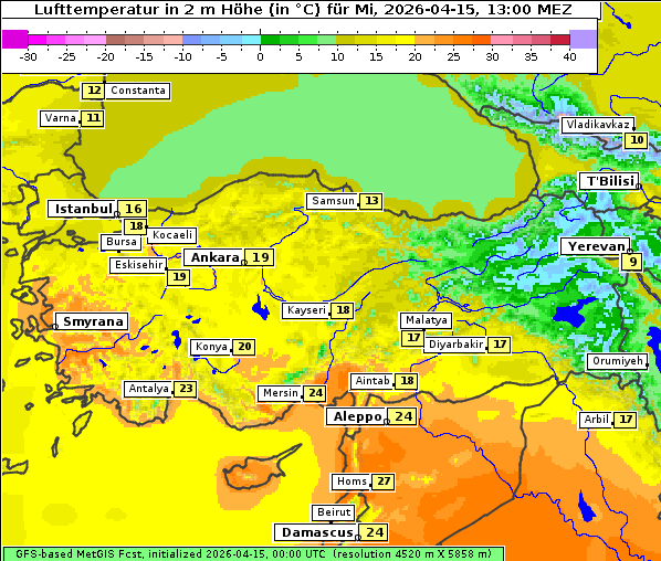 Temperatur, 15. 4. 2026