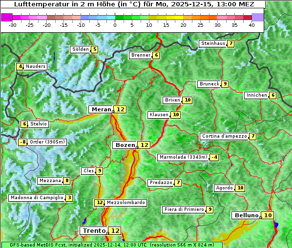 Temperatur, 15. 12. 2025
