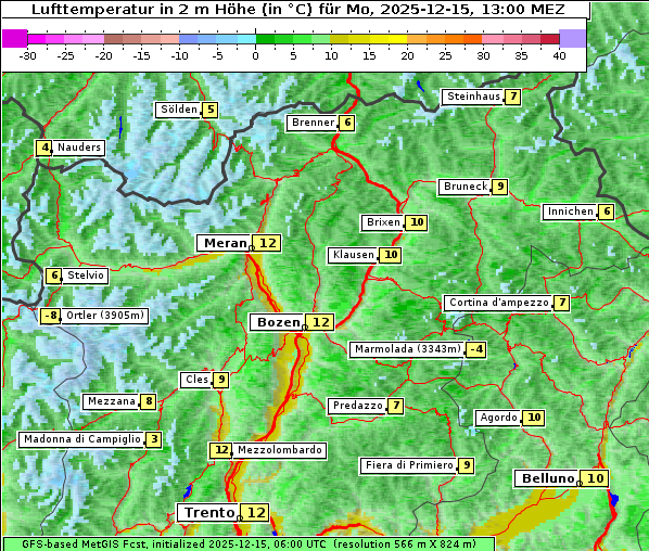 Temperatur, 15. 12. 2025