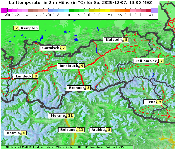 Temperatur, 7. 12. 2025
