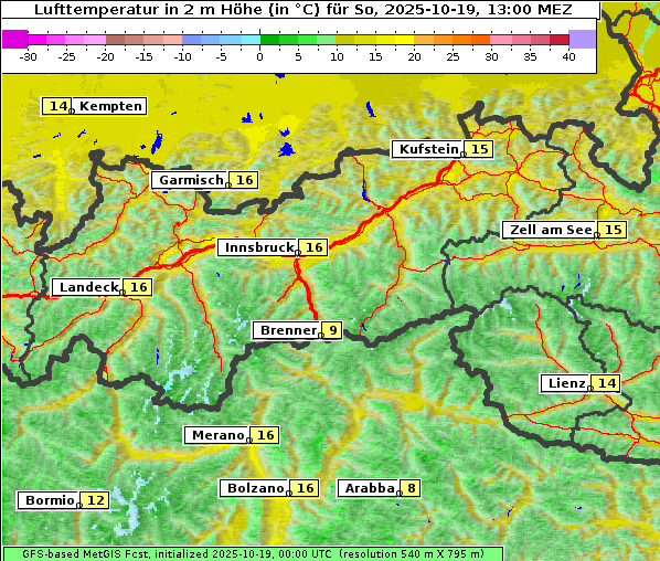Temperatur, 19. 10. 2025