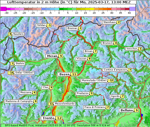 Temperatur, 17. 3. 2025