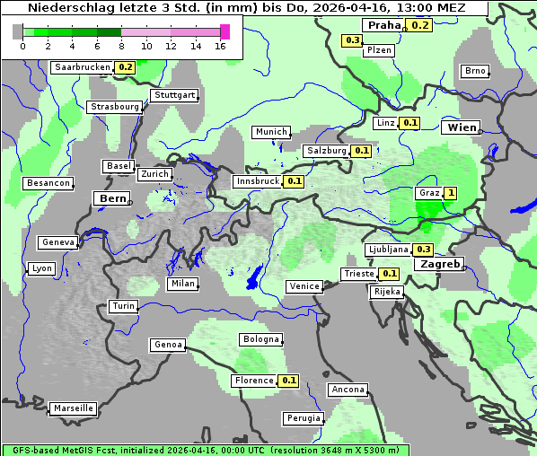 Niederschlag, 16. 4. 2026