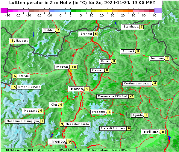 Temperatur, 24. 11. 2024