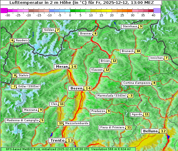 Temperatur, 12. 12. 2025