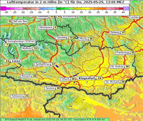 Temperatur, 29. 5. 2025