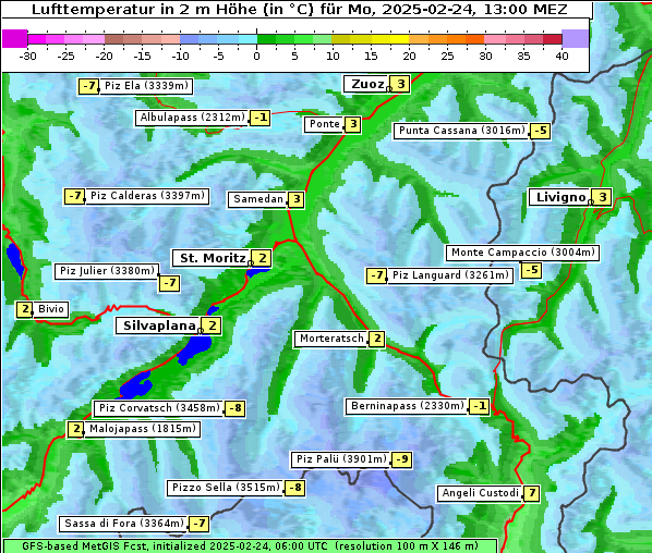 Temperatur, 24. 2. 2025